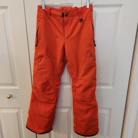 Boulder Gear Orange Insulated Snow Ski Pants Size Large Adjustable Waist Pockets